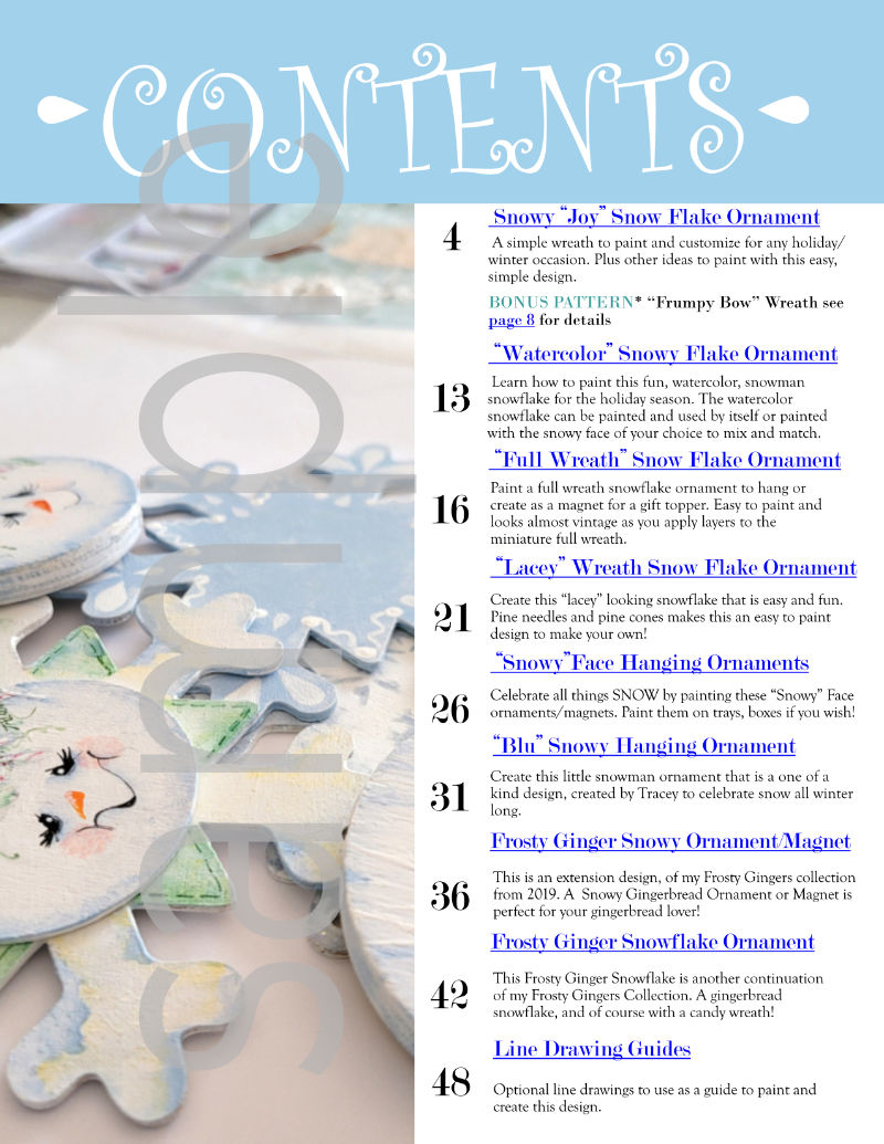 Snowy Snowflakes Collection Painting Tutorial PDF – Tracey Designs Art